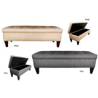 Banc de rangement long capitonné 10 boutons