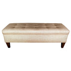 Banc de rangement long capitonné 10 boutons