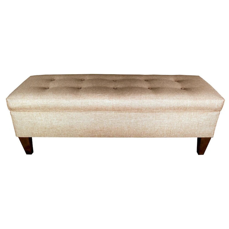 Banc de rangement long capitonné 10 boutons