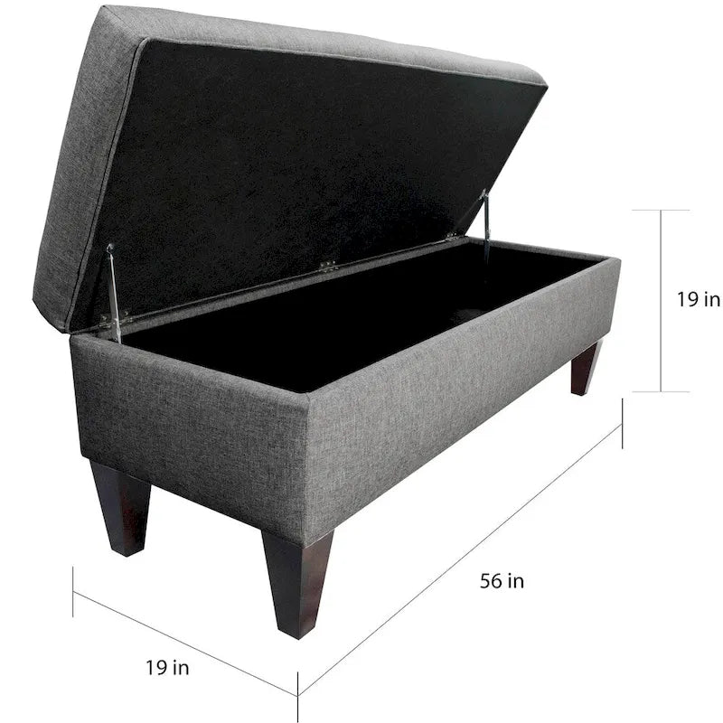 Banc de rangement long capitonné 10 boutons