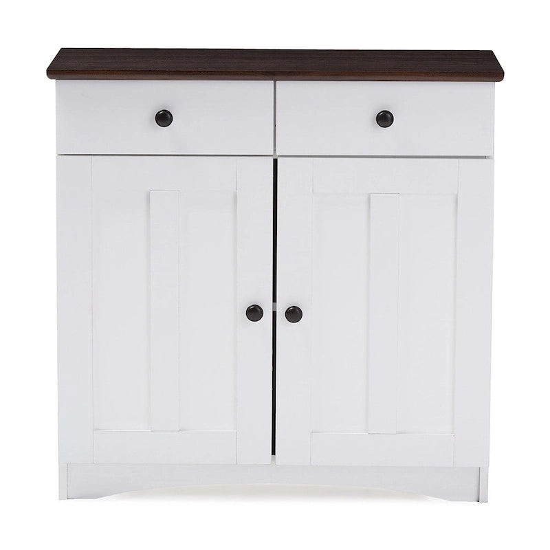 Armoire de rangement de cuisine traditionnelle en bois blanc par