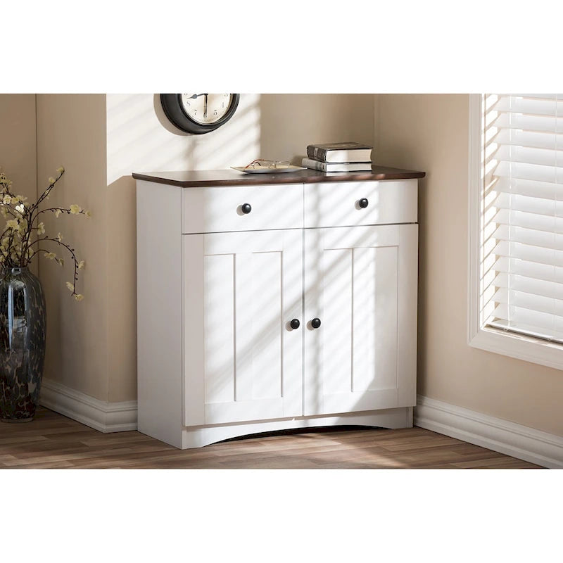 Armoire de rangement de cuisine traditionnelle en bois blanc par