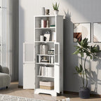 Meuble de rangement haut blanc pour salle de bain avec étagères et portes pour cuisine et salon - 23W x64H