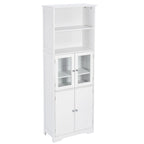 Meuble de rangement haut blanc pour salle de bain avec étagères et portes pour cuisine et salon - 23W x64H