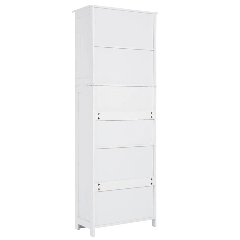 Meuble de rangement haut blanc pour salle de bain avec étagères et portes pour cuisine et salon - 23W x64H