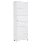 Meuble de rangement haut blanc pour salle de bain avec étagères et portes pour cuisine et salon - 23W x64H