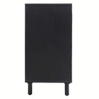 Meuble de rangement 4 portes en rotin avec étagères réglables