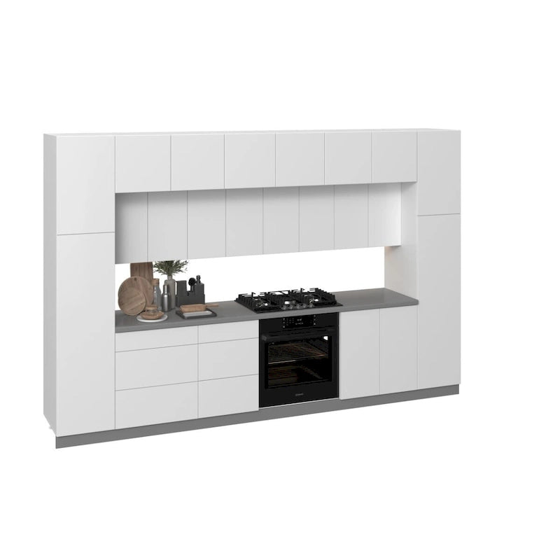 Ensemble de Meubles Bas de Cuisine Blanc Brillant, 3,65 m de large (143x24 po)