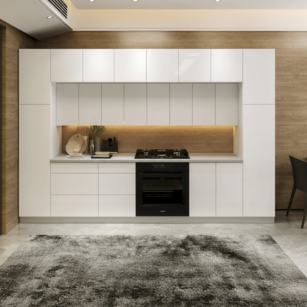 Ensemble de Meubles Bas de Cuisine Blanc Brillant, 3,65 m de large (143x24 po)