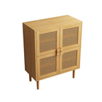 Meuble de rangement en rotin à 4 portes, buffet avec huit espaces de rangement