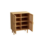 Meuble de rangement en rotin à 4 portes, buffet avec huit espaces de rangement