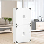 Kitchen Pantry Cabinet with 4 Door Cupboard and Storage Shelves - N/A