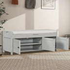Banc de rangement de 43,5 po avec coussin en mélange de lin
