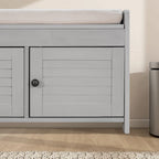 Banc de rangement de 43,5 po avec coussin en mélange de lin