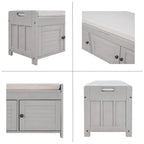 Banc de rangement de 43,5 po avec coussin en mélange de lin