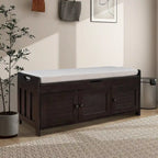 Banc de rangement de 43,5 po avec coussin en mélange de lin