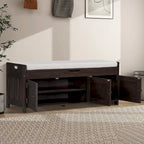 Banc de rangement de 43,5 po avec coussin en mélange de lin