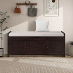 Banc de rangement de 43,5 po avec coussin en mélange de lin