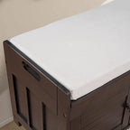 Banc de rangement de 43,5 po avec coussin en mélange de lin