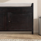 Banc de rangement de 43,5 po avec coussin en mélange de lin