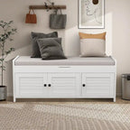 Banc de rangement de 43,5 po avec coussin en mélange de lin
