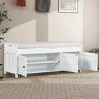 Banc de rangement de 43,5 po avec coussin en mélange de lin