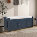 Banc de rangement de 43,5 po avec coussin en mélange de lin