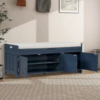 Banc de rangement de 43,5 po avec coussin en mélange de lin