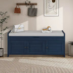 Banc de rangement de 43,5 po avec coussin en mélange de lin