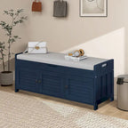 Banc de rangement de 43,5 po avec coussin en mélange de lin