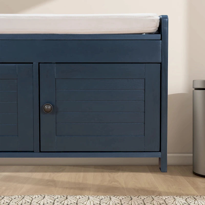 Banc de rangement de 43,5 po avec coussin en mélange de lin