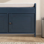 Banc de rangement de 43,5 po avec coussin en mélange de lin
