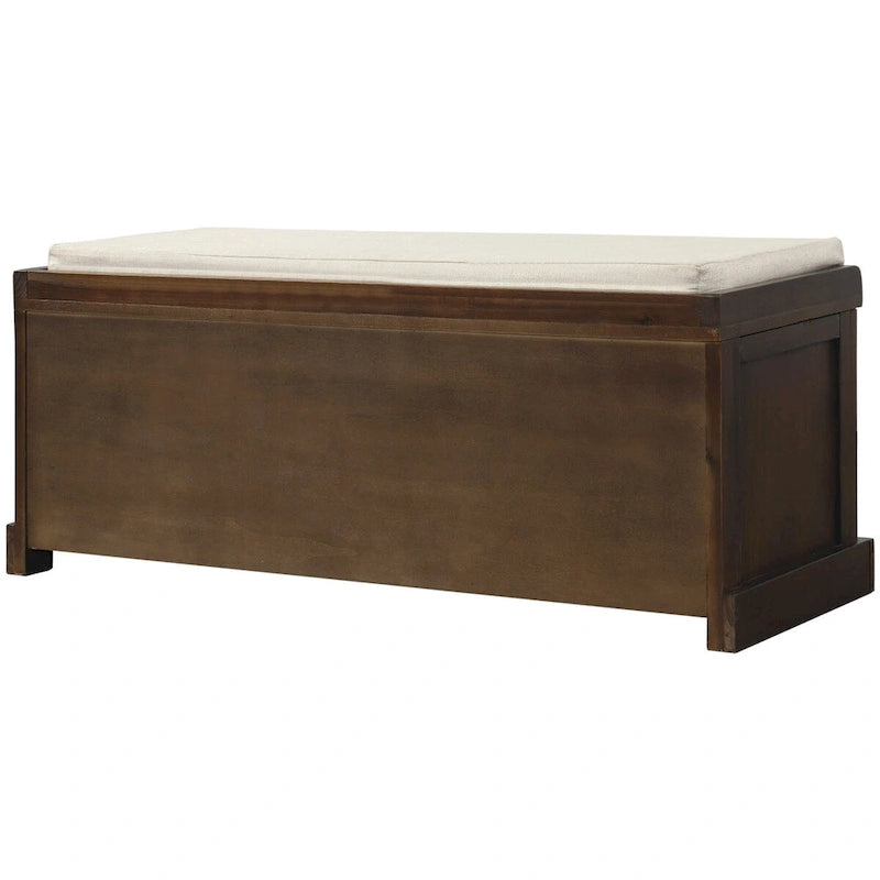 Banc d'entrée avec 3 paniers classiques en rotin amovibles - 43,7L x 15,7W x 17H