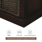 Banc d'entrée avec 3 paniers classiques en rotin amovibles - 43,7L x 15,7W x 17H