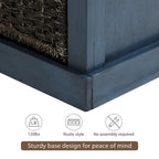 Banc d'entrée avec 3 paniers classiques en rotin amovibles - 43,7L x 15,7W x 17H