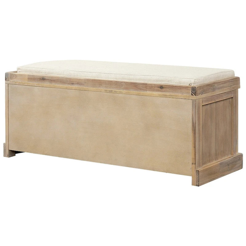 Banc d'entrée avec 3 paniers classiques en rotin amovibles - 43,7L x 15,7W x 17H