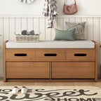 Banc de rangement rustique avec 2 tiroirs, espace de rangement dissimulé et 3 faux tiroirs sur le dessus, banc à chaussures pour le salon, l'entrée