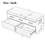 Banc de rangement rustique avec 2 tiroirs, espace de rangement dissimulé et 3 faux tiroirs sur le dessus, banc à chaussures pour le salon, l'entrée