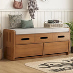 Banc de rangement rustique avec 2 tiroirs, espace de rangement dissimulé et 3 faux tiroirs sur le dessus, banc à chaussures pour le salon, l'entrée