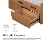 Banc de rangement rustique avec 2 tiroirs, espace de rangement dissimulé et 3 faux tiroirs sur le dessus, banc à chaussures pour le salon, l'entrée