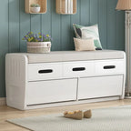 Banc de rangement rustique avec 2 tiroirs, espace de rangement dissimulé et 3 faux tiroirs sur le dessus, banc à chaussures pour le salon, l'entrée