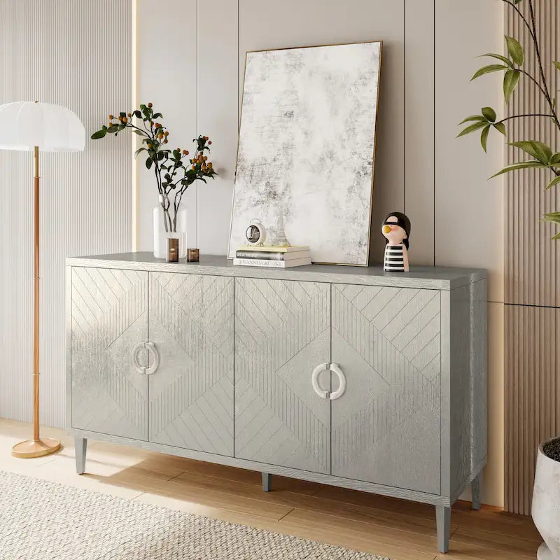 Armoire de rangement à 4 portes en MDF