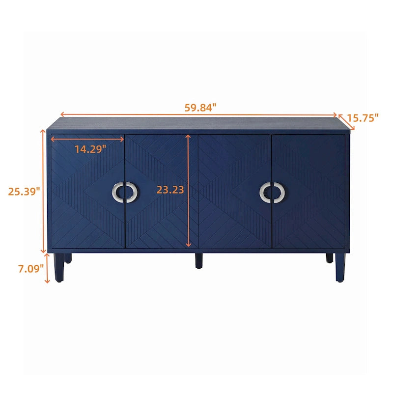 Armoire de rangement à 4 portes en MDF