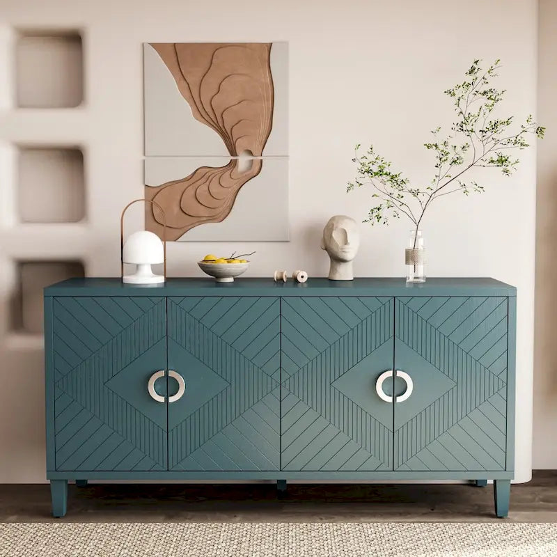 Armoire de rangement à 4 portes en MDF