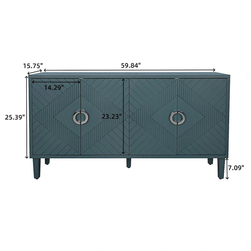 Armoire de rangement à 4 portes en MDF