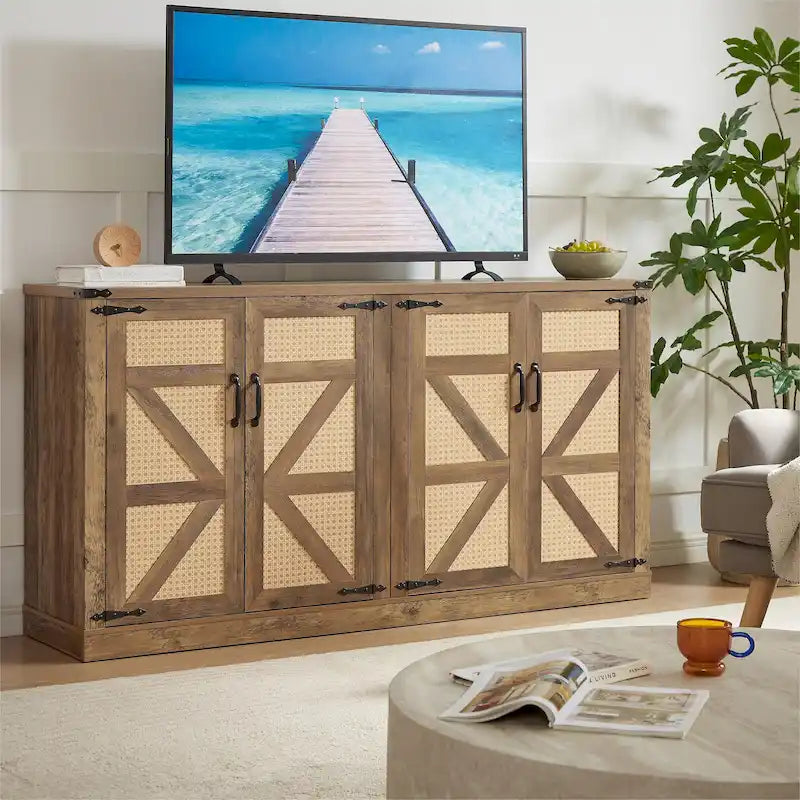 Meuble de rangement style grange avec portes coulissantes