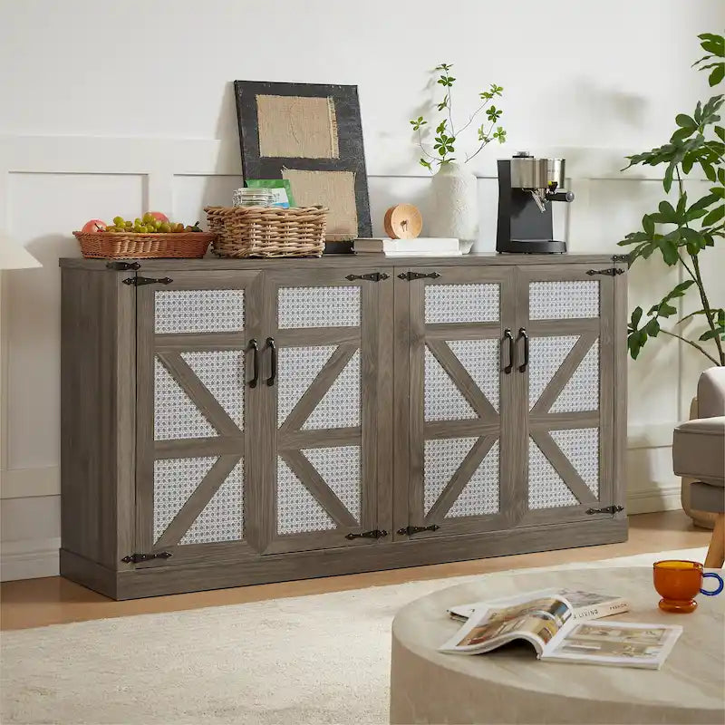 Meuble de rangement style grange avec portes coulissantes
