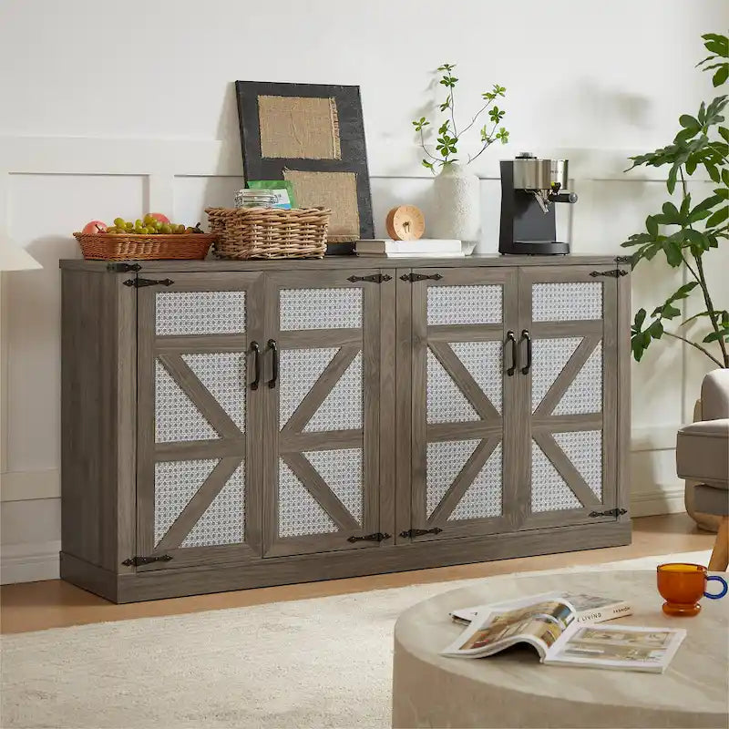 Meuble de rangement style grange avec portes coulissantes