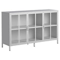Buffet de salle à manger avec rangement, meuble de rangement en acier, pieds réglables, portes vitrées, grand organisateur de capacité