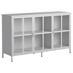 Buffet de salle à manger avec rangement, meuble de rangement en acier, pieds réglables, portes vitrées, grand organisateur de capacité